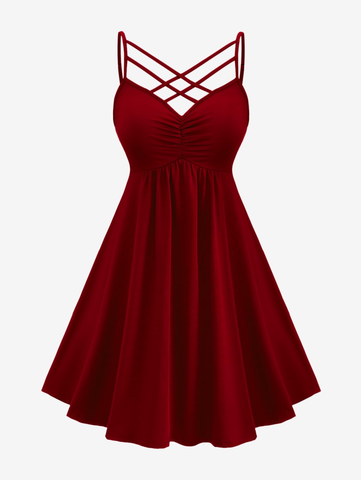ROSE GAL Womens Plus Size 2pcs Witch Halloween Costume Gothic Lace Hooded Lace-up High Low Hem Long Top and Crisscross Strappy Cami Dress(Red/3X)