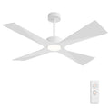 WINGBO 64" Wet Rated Outdoor Ceiling Fan with Lights, 4 ABS Plastic Blades, Reversible DC Motor, 6-Speed Remote Control, 3 CCT, Waterproof Ceiling Fan for Patio Porch Gazebo Garage, Gloss White