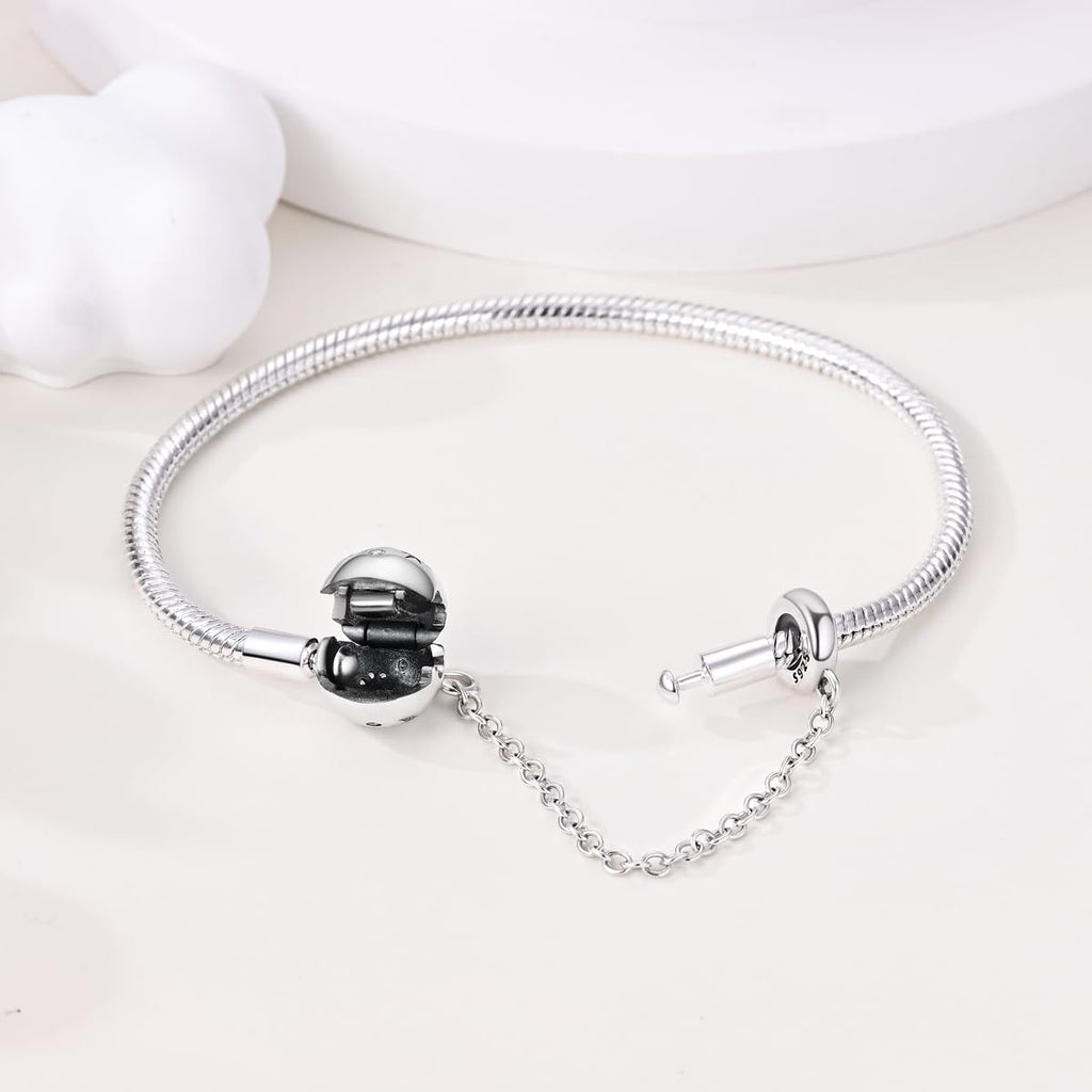 Parmuz 925 Sterling Silver Charm Bracelet for Woman Snake Chain Bracelet Star Moon Butterfly Cute Iconic Moments European Bracelet Jewelry Gift for Woman