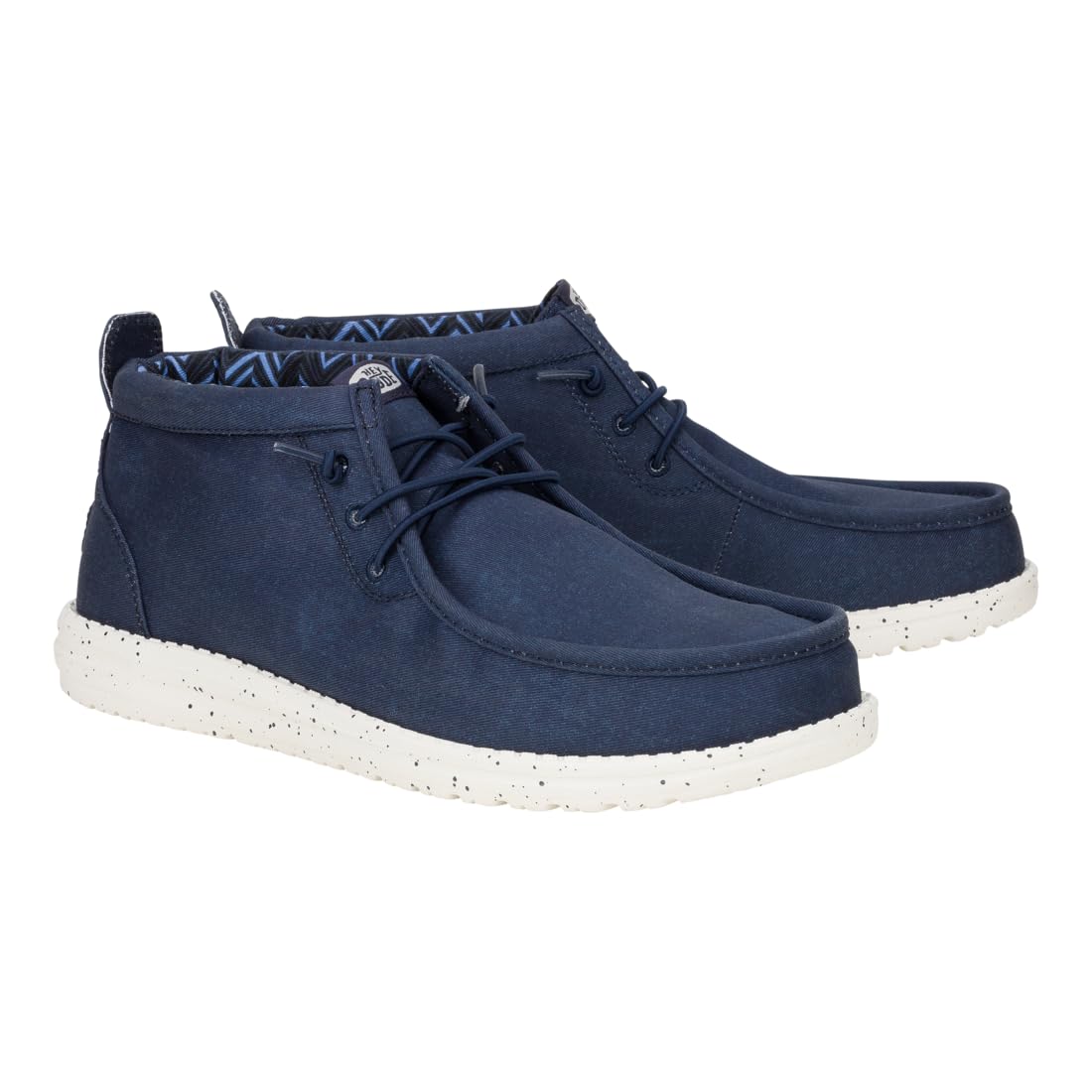 HEYDUDE Wally Mid Stretch Canvas Navy Blazer Size 11, Men's Boots, Pull on Boots, Comfortable & Light-Weight