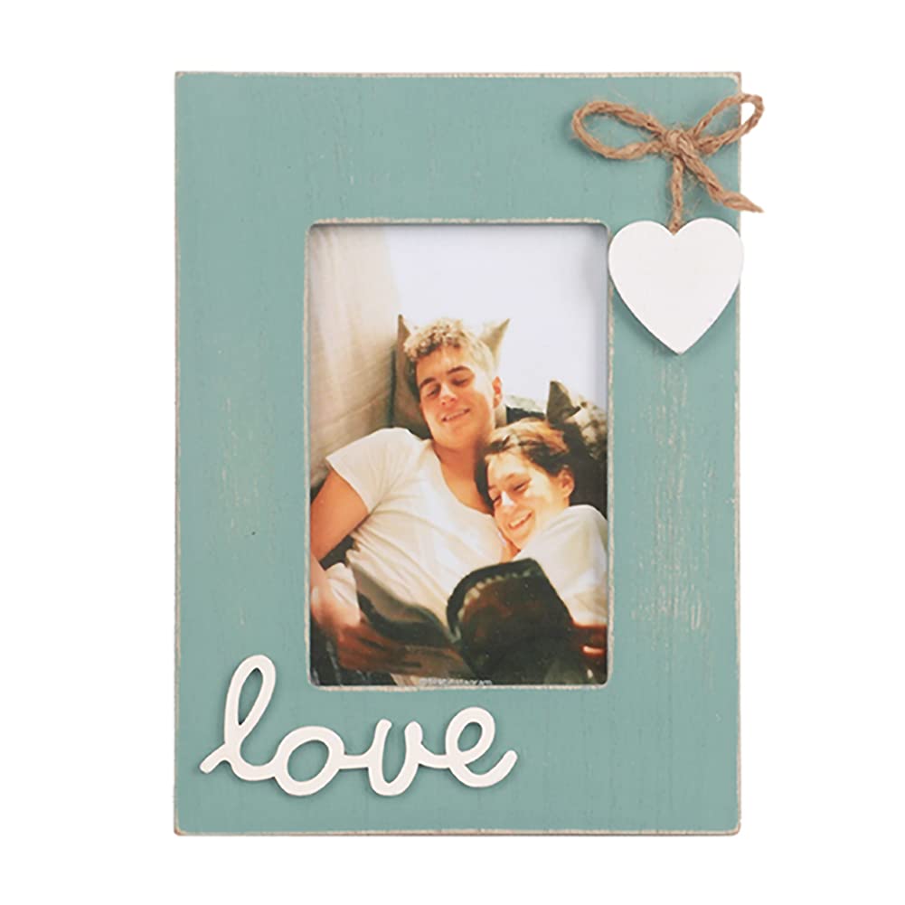 U/D Teal Picture Frame for Love 4x6,Blue Heart Photo Frame for Boyfriend and Girlfriend Gift,Couple,Family
