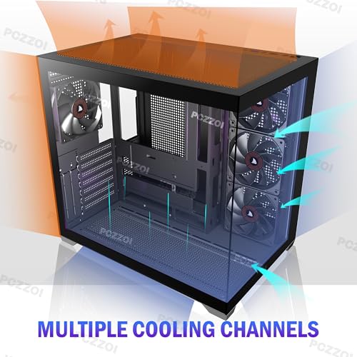 KEDIERS PC CASE ATX 4 Fans Pre-Installed, Type-C Mid Tower Computer Case with Full-View Dual Tempered Glass, Gaming PC Case,Black,K4