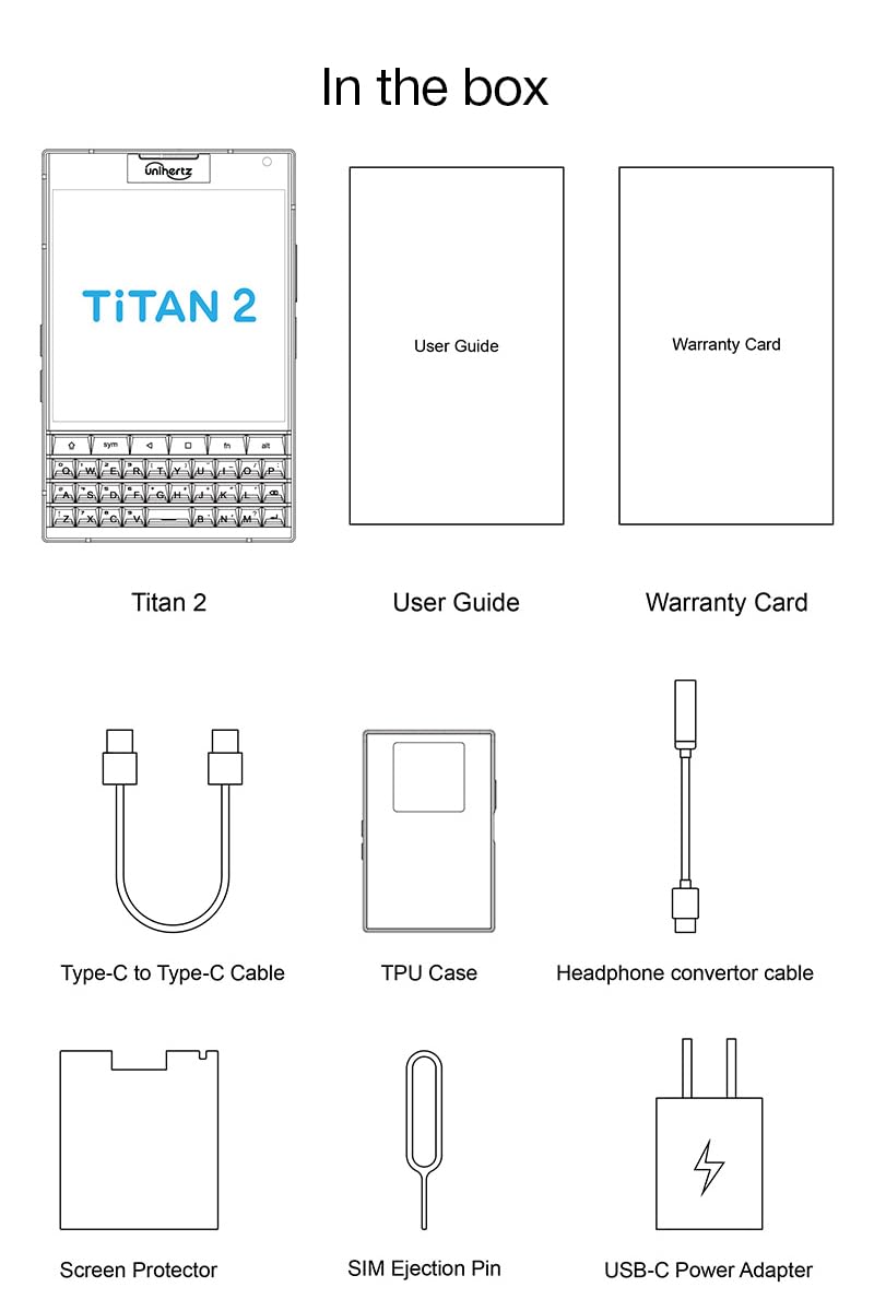 Unihertz Titan 2 The Latest 5G QWERTY Physical Keyboard 5G Smartphone Android 15 Dual Screen 5050mAh Large Battery Capacity 12+512GB Memory Compatible with T-Mobile, Verizon and AT&T only
