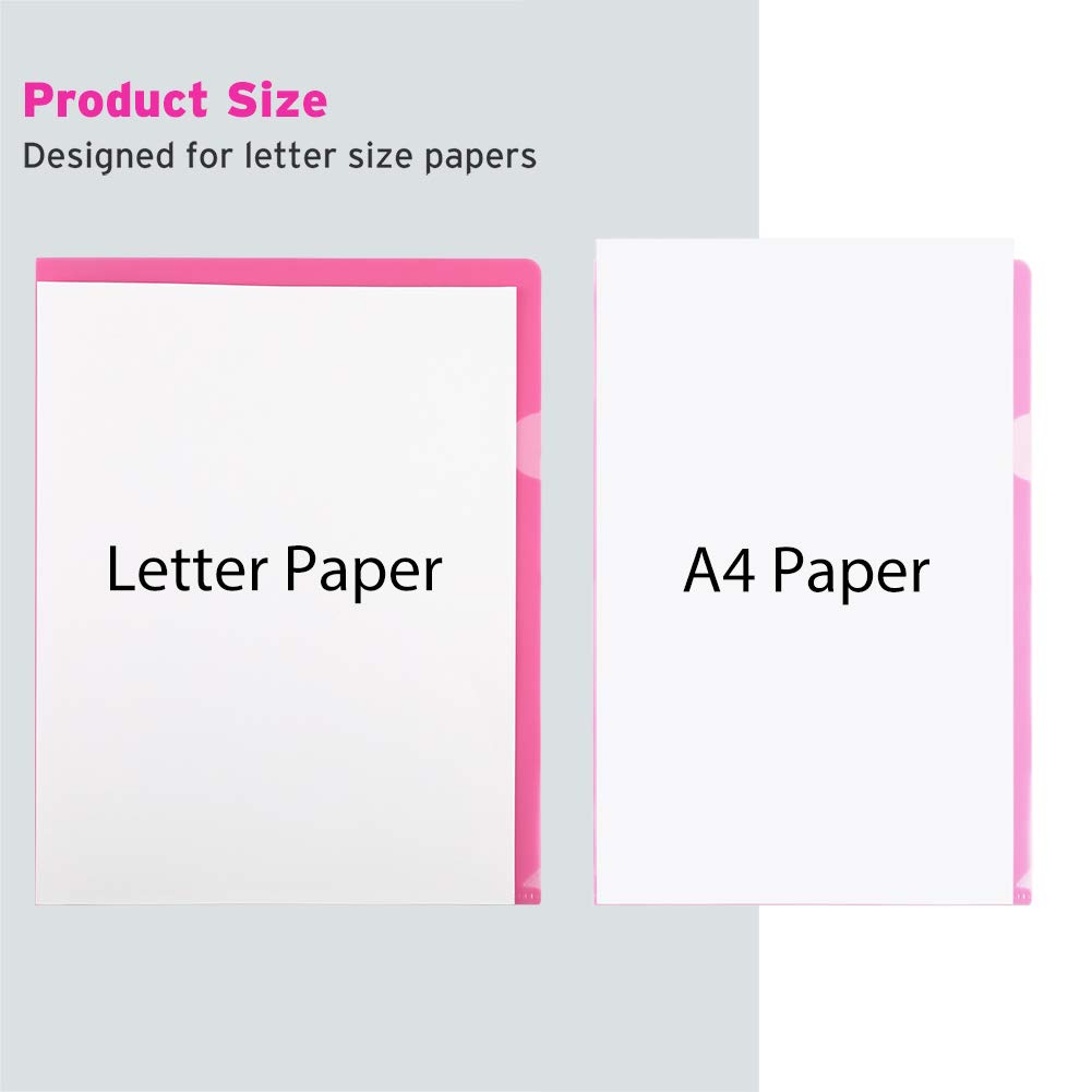 Sooez 25 Pack Clear Document Folder Project Pockets, Clear Plastic Folders Letter Size Plastic Document Folders Paper Poly Jacket Sleeves Folders Copy, 5 Assorted Colors