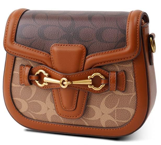 Women Small Crossbody Bags Women Golden Buckle Leather Purse Handbag Fashion Design (coffee&brown)