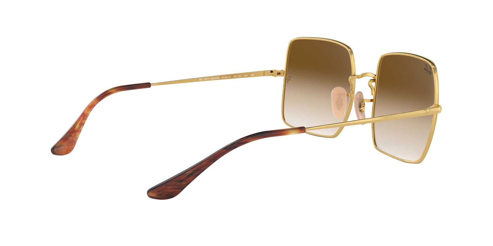 Ray-Ban Womens RB1971 Square Square Sunglasses, Gold/Clear Gradient Brown, 54 mm