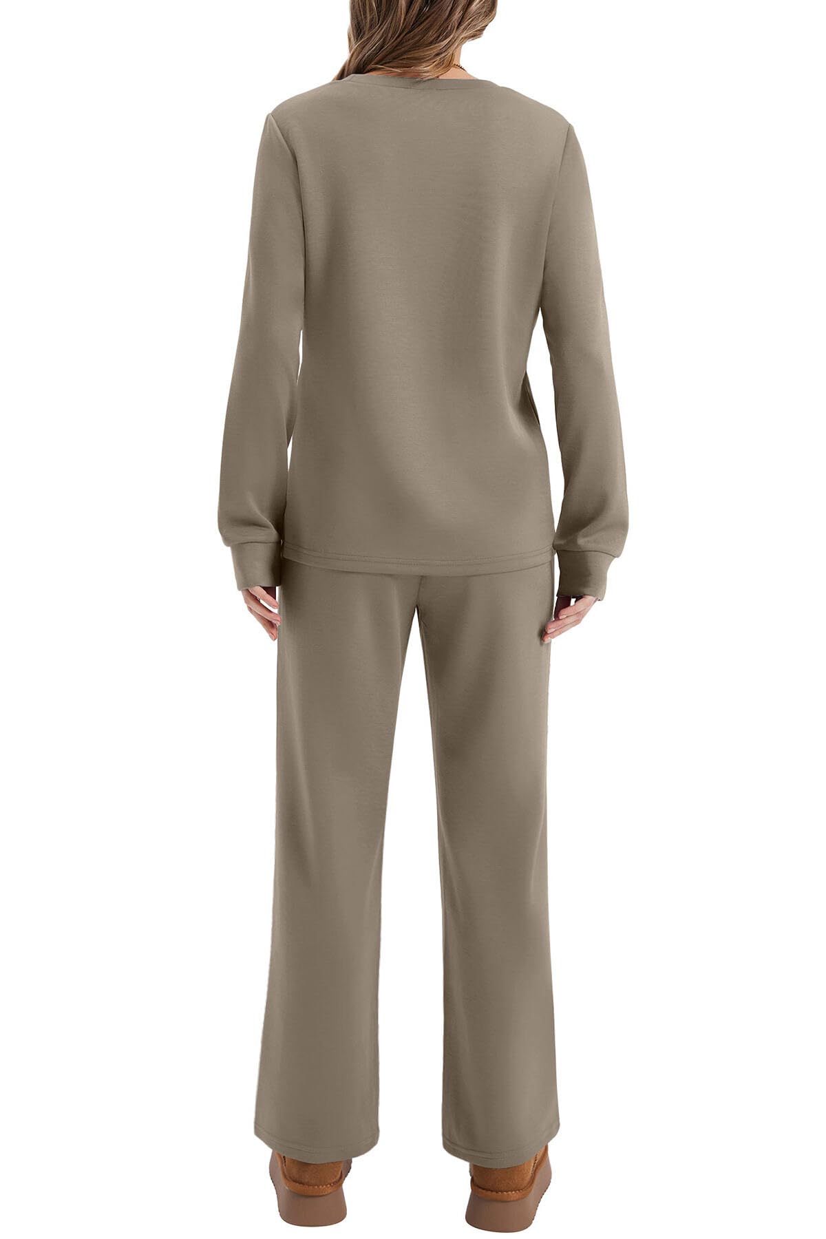 WIHOLL 2 Piece Sets for Women Fall Fashion 2026 Travel Vacation Airport Outfits for Airplane Going Out Comfy Matching Women's Clothing Petite Chocolate Brown Must Haves Track Suits Light Coffee L