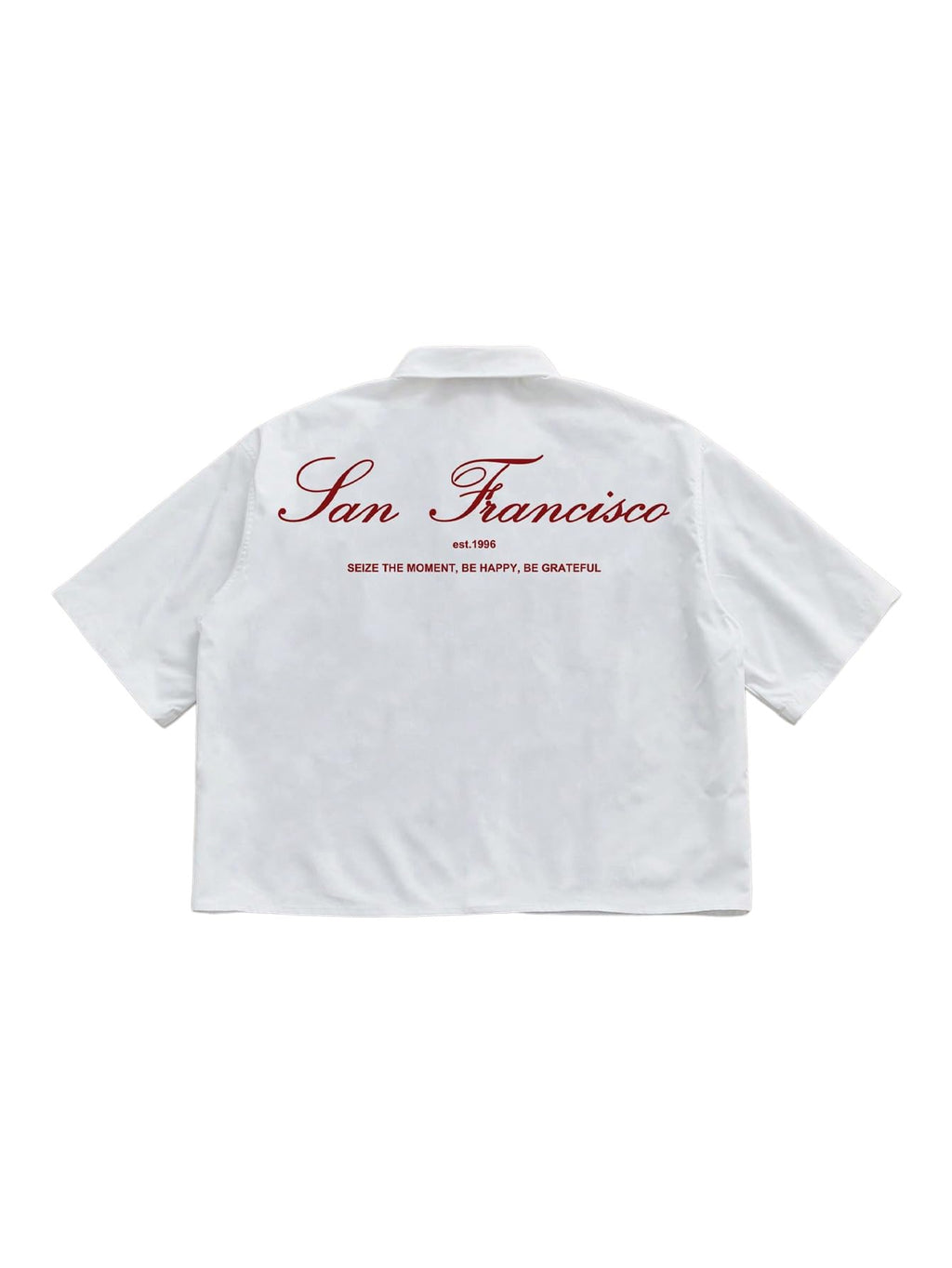 GORGLITTER Men's Letter Graphic Boxy Cropped Shirt Button Down Short Sleeve Loose Fit Streetwear Tops Y2K White Medium