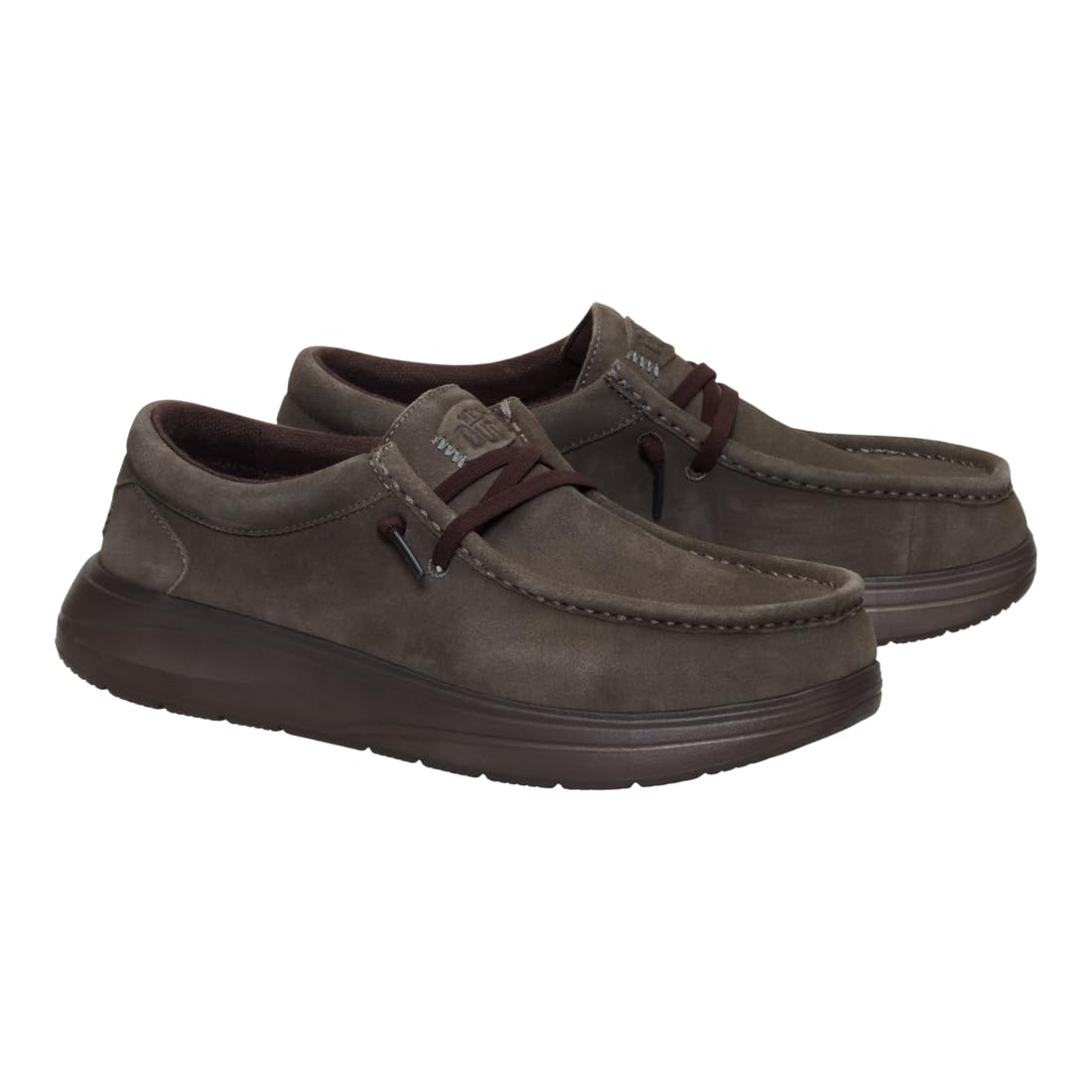 HEYDUDE Wally COMF Suede Major Brown/Mole Brown Size 11, Men’s Shoes, Slip-on Loafers, Comfortable & Light-Weight