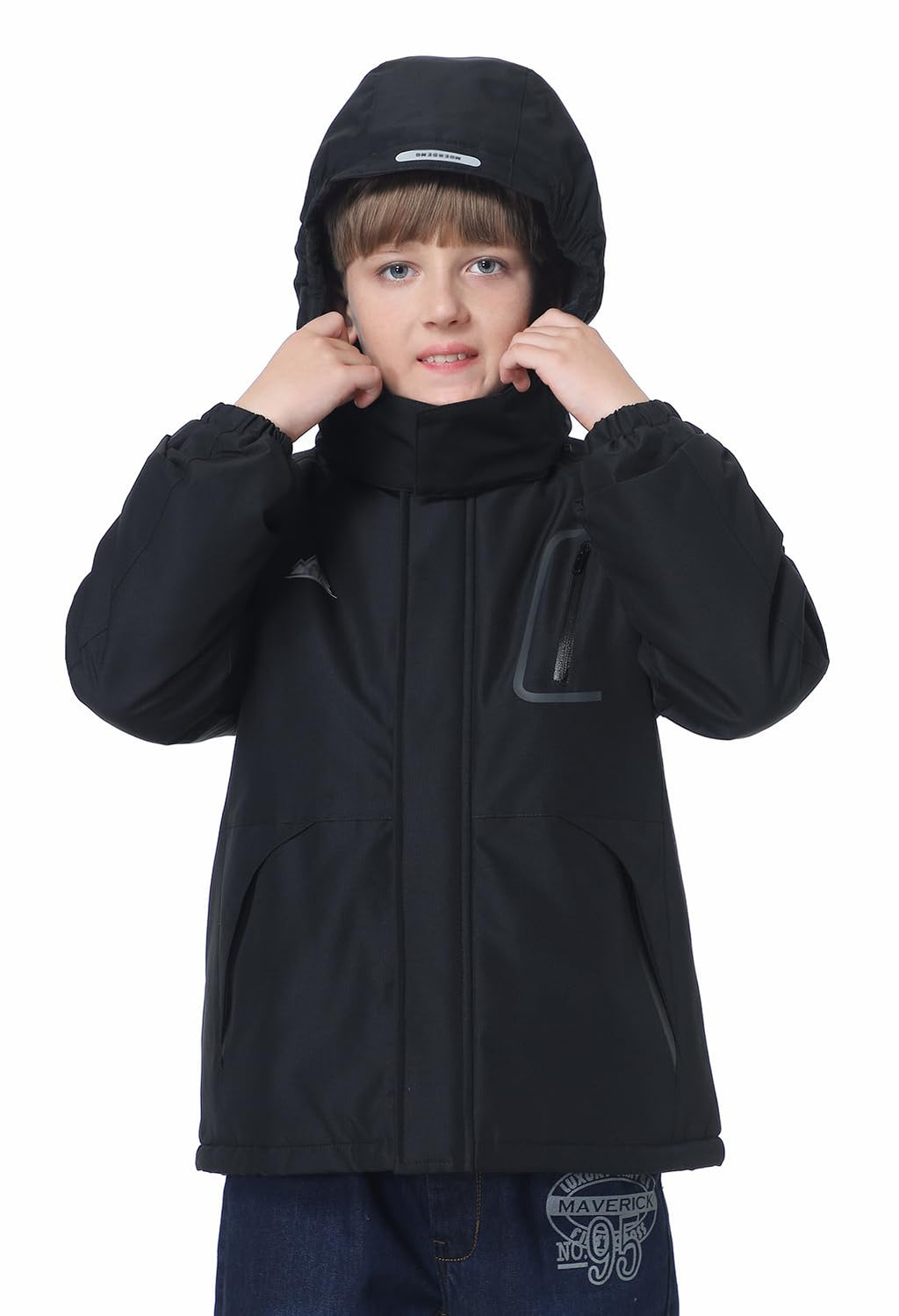 IDTALHZY Kid's Ski Jacket Waterproof Winter Coat Boy's and Girl's Fleece Snowboarding Jackets with Detachable Hood
