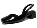 Coutgo Womens Chunky Low Heels D'Orsay Slingback Pumps Closed Square Toe Work Office Dress Shoes, Black, Size 6