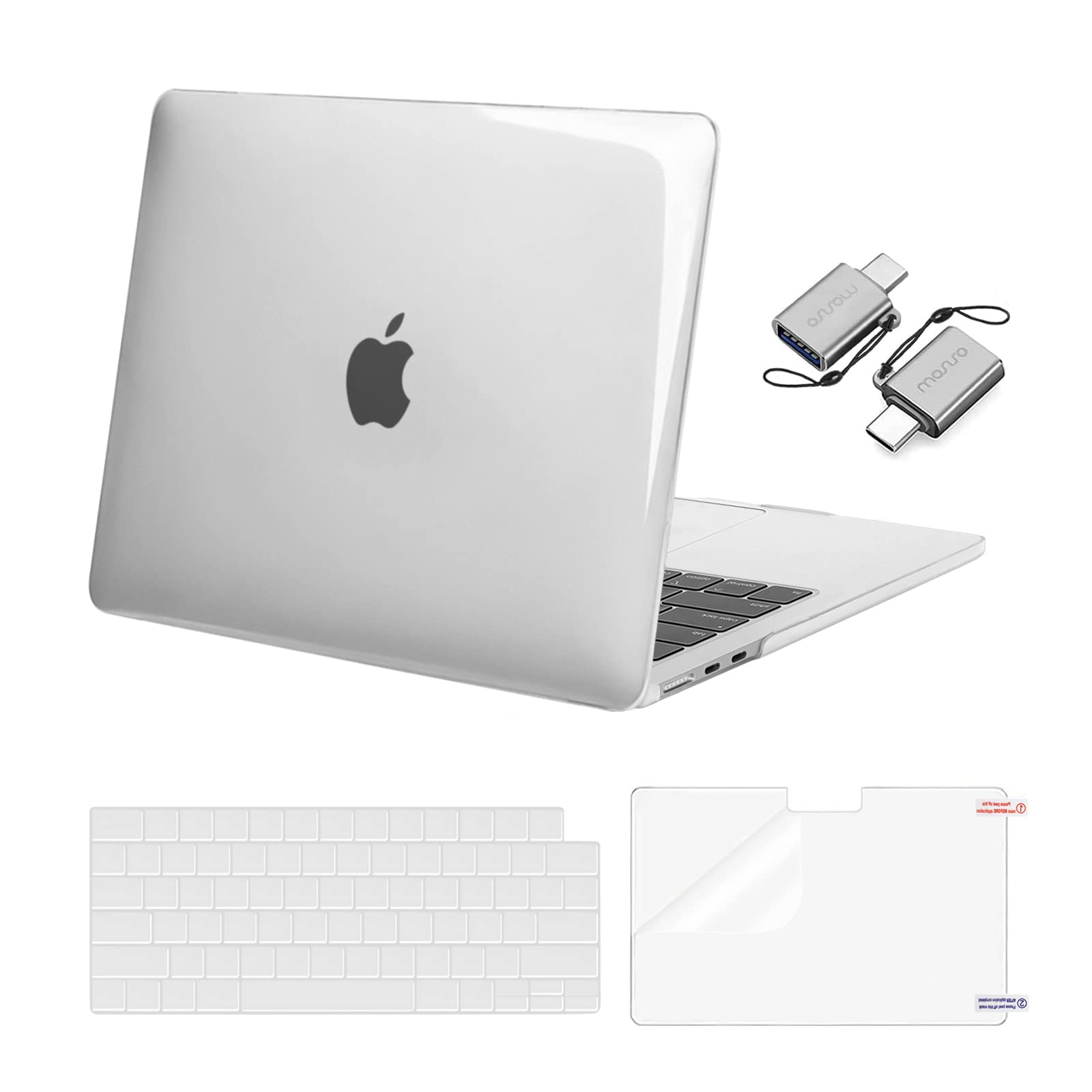 MOSISO Compatible with MacBook Air 13 inch Case M5 2026 M4 2025 M3 M2 2024-2022 A3449 A3240 A3113 A2681, Hard Shell&Keyboard Cover&Screen Film&Type C for MacBook Air 13.6 inch Case, Crystal Clear