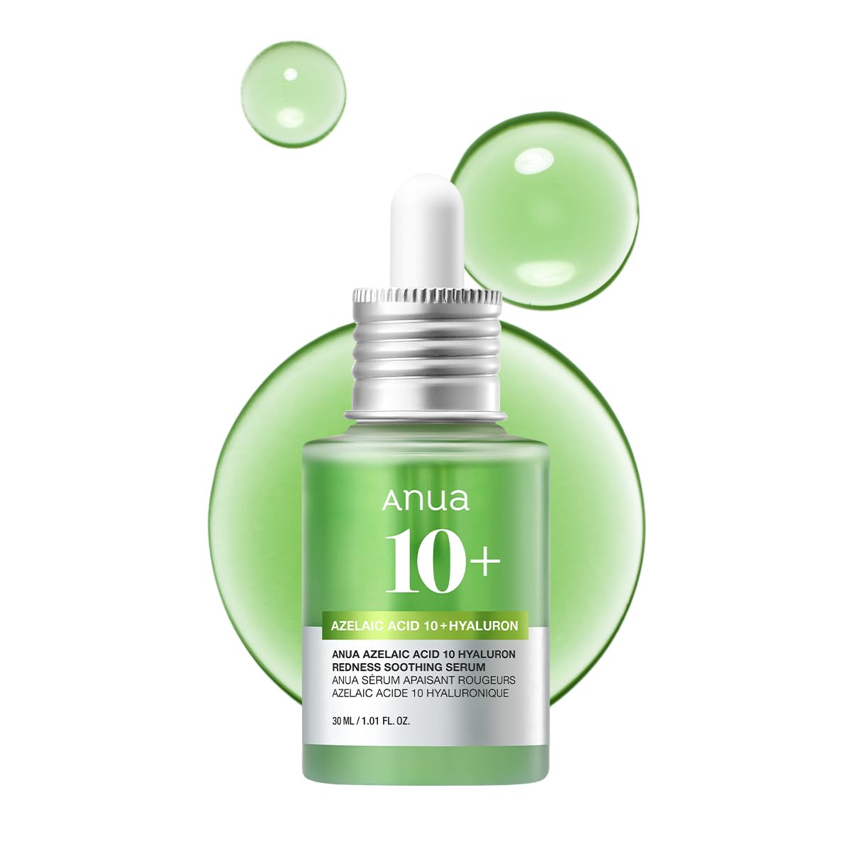 Anua Azelaic Acid 10 Hyaluron Redness Soothing Serum, Facial Serum for Blemish-Prone & Oily-Prone Skin, Lightweight & Hydrating Blemish Care, Hyaluronic Acid, Korean Skincare, 1.01 fl oz.