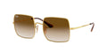 Ray-Ban Womens RB1971 Square Square Sunglasses, Gold/Clear Gradient Brown, 54 mm