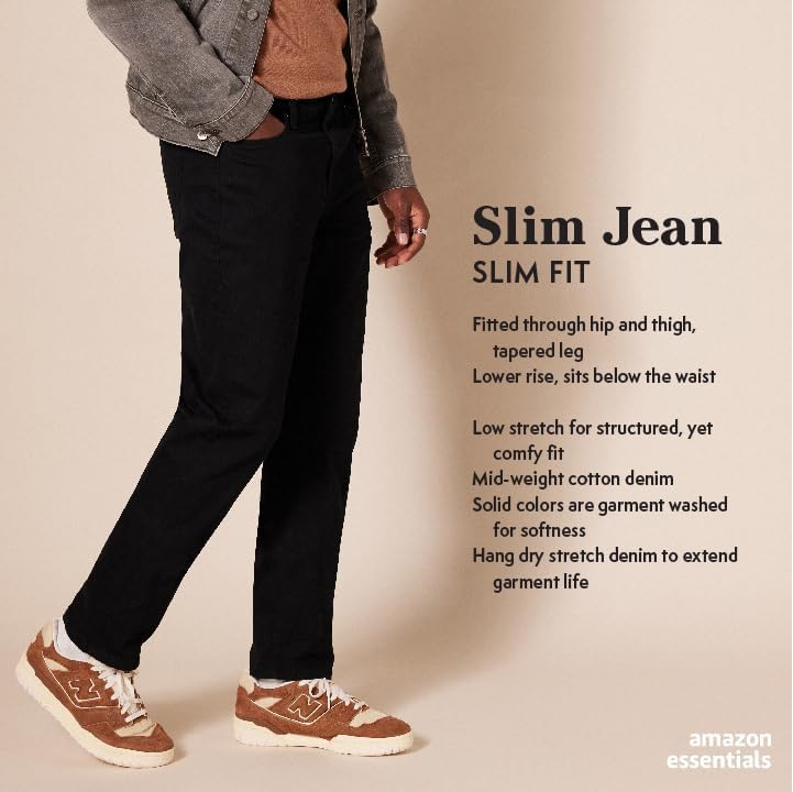 Amazon Essentials Men's Slim-Fit Jeans - Discontinued Colors, Blue Over Dye, 36W x 30L