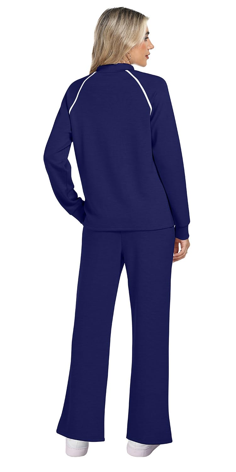 WIHOLL Lounge Sets for Women 2 Piece Winter Clothes Travel Outfits Resort Wear Business Casual Navy M