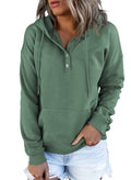 Dokotoo Hoodies for Women Drawstring V Neck Long Sleeve Front Button Collar Hooded Pullover Hoodie with Pockets Christmas Sweatshirt Loose Fit Casual Ladies Shirt Tops Winter Clothing Green Medium