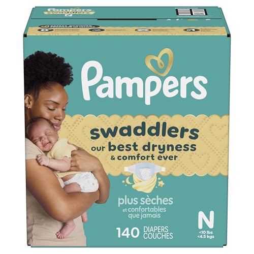 Pampers Swaddlers Diapers, Size 0 (up to 10 lbs), 140 Count, Absorbent, Keeps Baby Dry and Comfortable, Skin Safe Disposable Baby Diaper (Packaging May Vary)