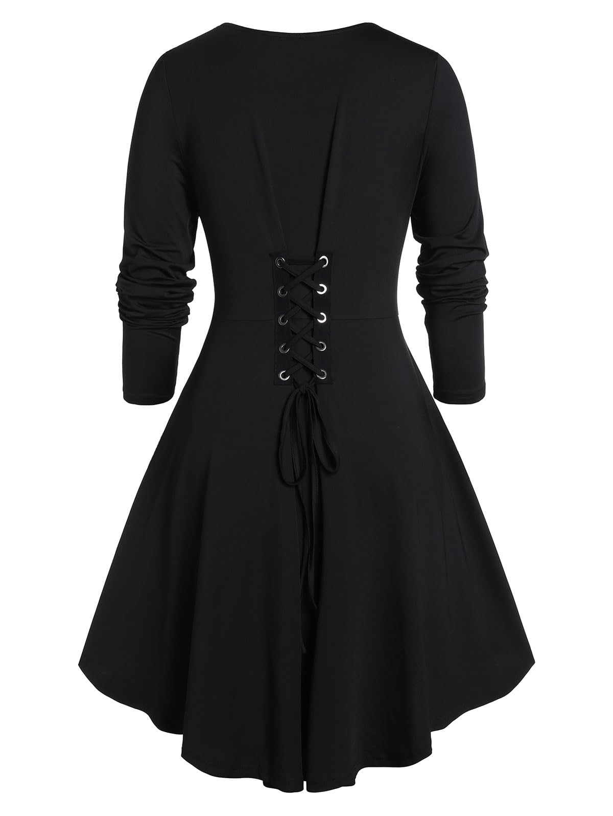 ROSE GAL Womens Plus Size Gothic Lace-up Back Two Tone Ruched Grommets Buckle Long Sleeve High Low Hem Tunic T-Shirt(Red_1/1X)