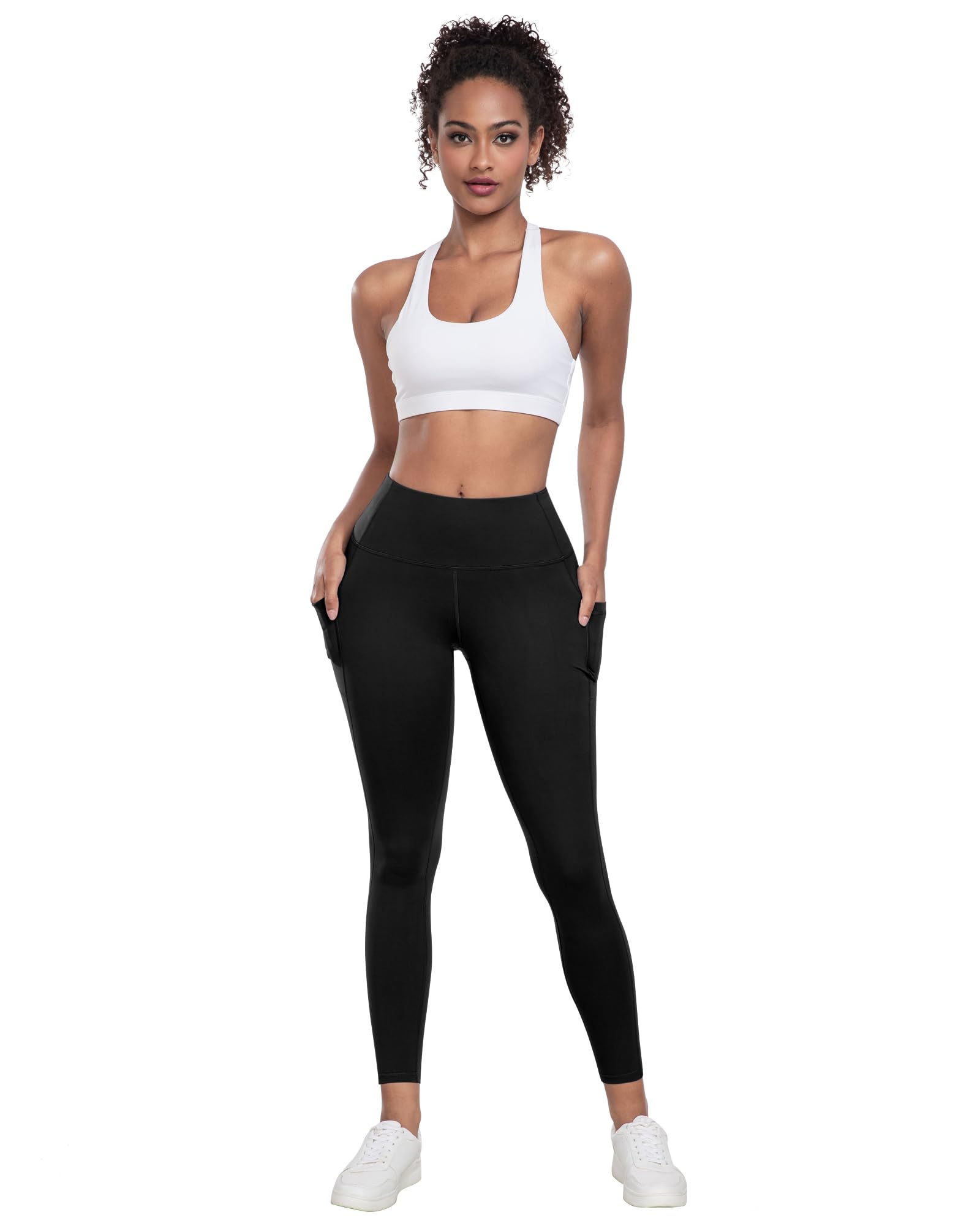 LZYVOO Leggings with Pockets for Women, 6 Packs Soft High Waisted Tummy Control Workout Yoga Pants(6Black-S)
