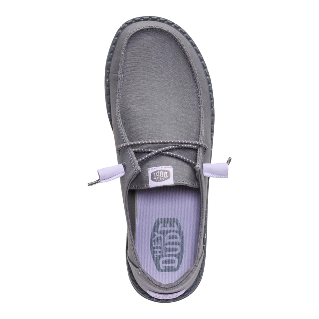 HEYDUDE Wendy Canvas Dark Grey Size 8, Women’s Shoes, Slip-on Loafers, Comfortable & Light-Weight