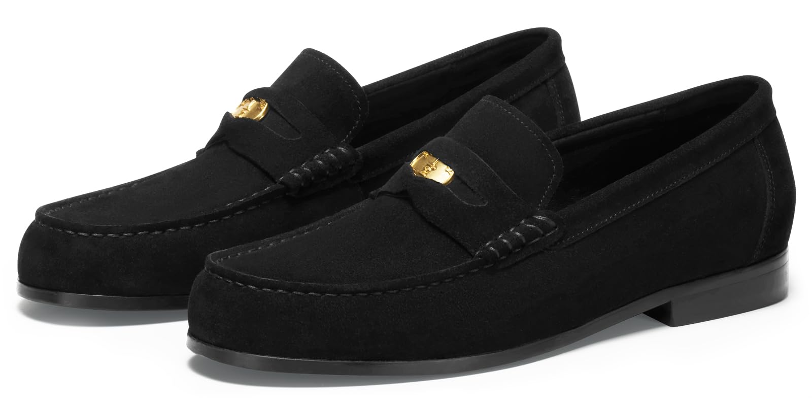Journey West Suede Slip-on Penny Loafers Shoes for Men Black US 9.5