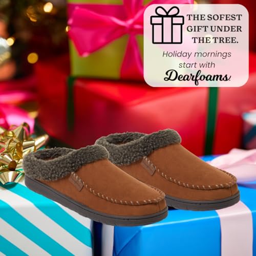 Dearfoams Men's Indoor/Outdoor Breathable Memory Foam Clog Offered in Wide Widths, Chestnut, Medium