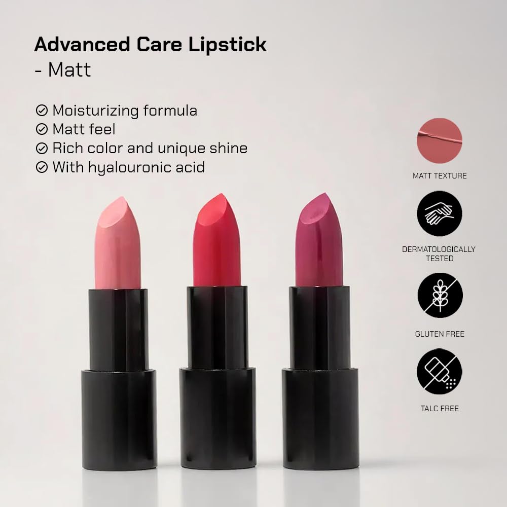 Radiant Professional Matte Lipstick for Women – Long Lasting Lipstick with Vitamin E, Hyaluronic Acid & UV Protection (UVA/UVB) – Advanced Care & Ultra Moisturizing Lip Stick – 216 FLAME