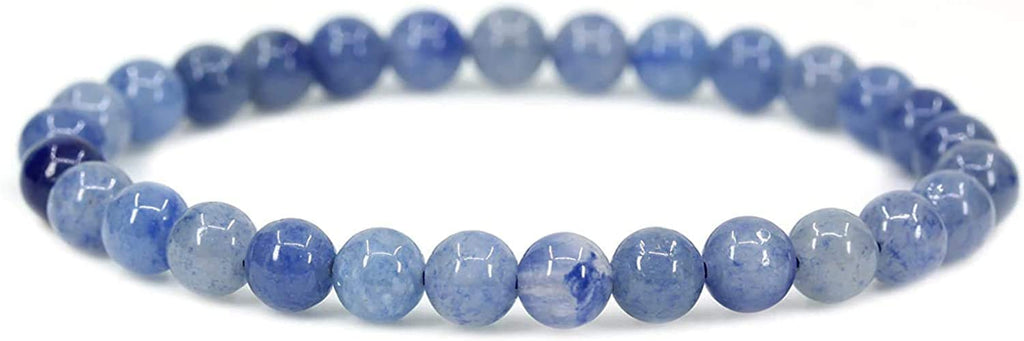 Angelstones Handmade Natural Blue Aventurine Healing Gemstone 6mm Round Beads Stretch Crystal Bracelet 7 Inch Unisex