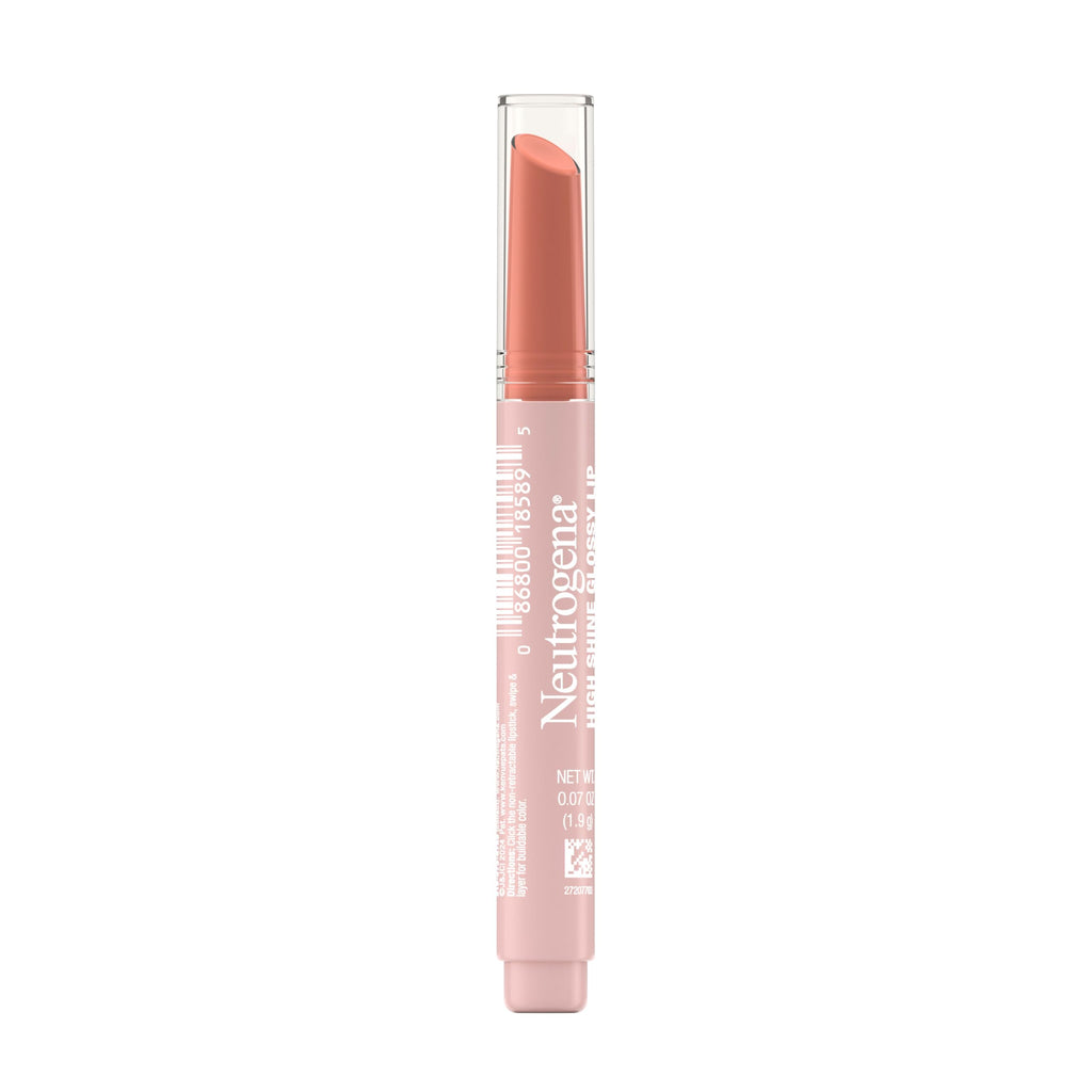 Neutrogena High Shine Glossy Lip, Nourishing Lip Gloss with Maracuja Oil, Antioxidant Vitamin E & Vitamins, Non-Retractable, Buildable Pigmented Color, Temptation, 0.07 oz