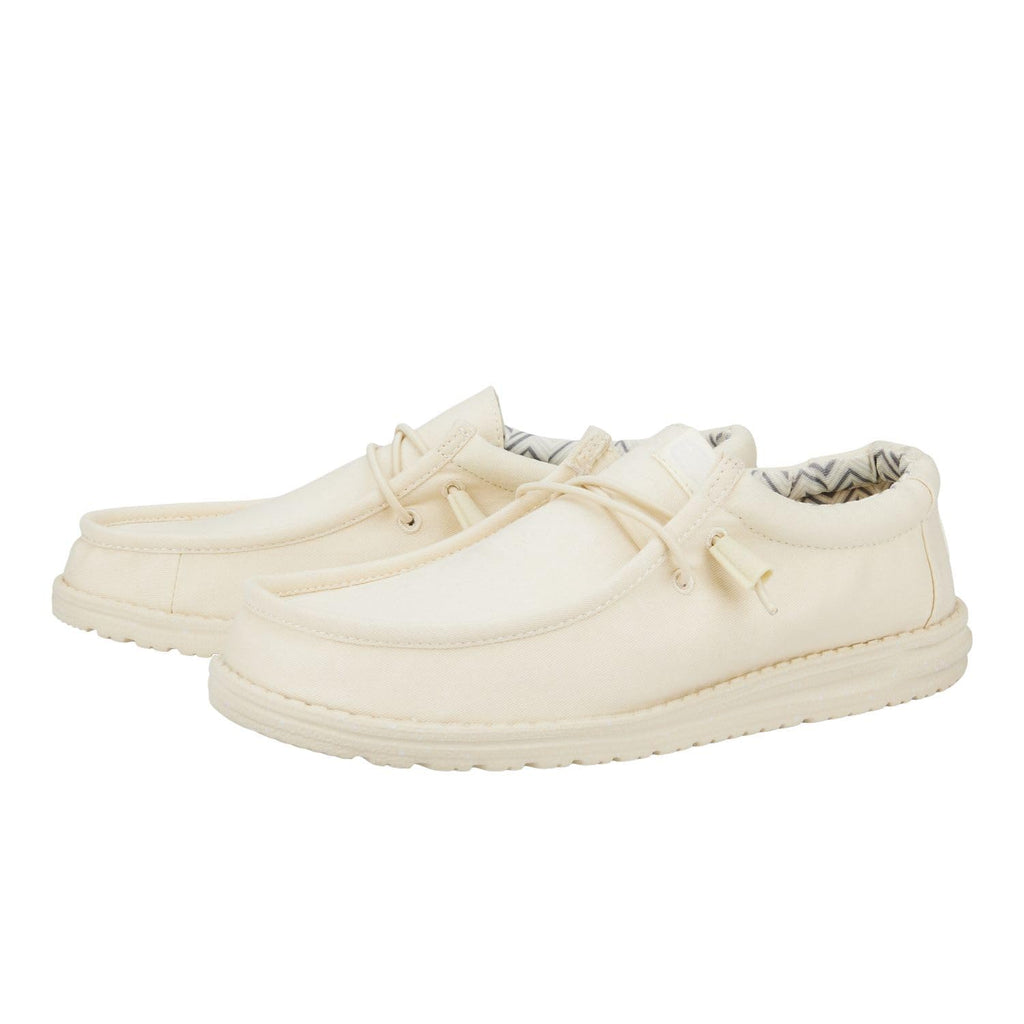 HEYDUDE Men's Wally Stretch Canvas Stone White Size 11 | Men's Shoes | Men Slip-on Loafers | Comfortable & Light-Weight