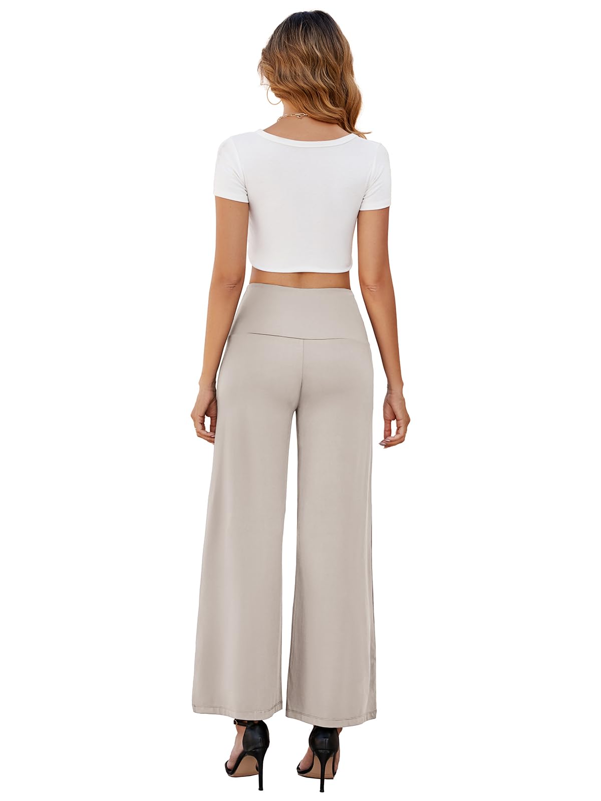 Arolina Palazzo Pants for Women Dressy Casual Wide Leg Pants for Women Stretchy Flowy High Waist Lounge Pants Trousers