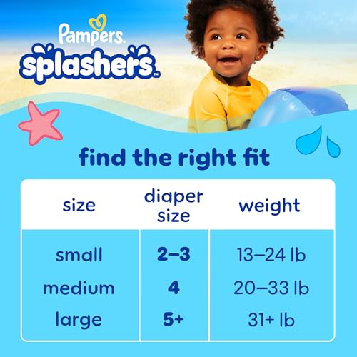 Pampers Swim Diapers - Splashers - Size 5+, 17 Count, Gap-Free Disposable Baby Swimming Pants