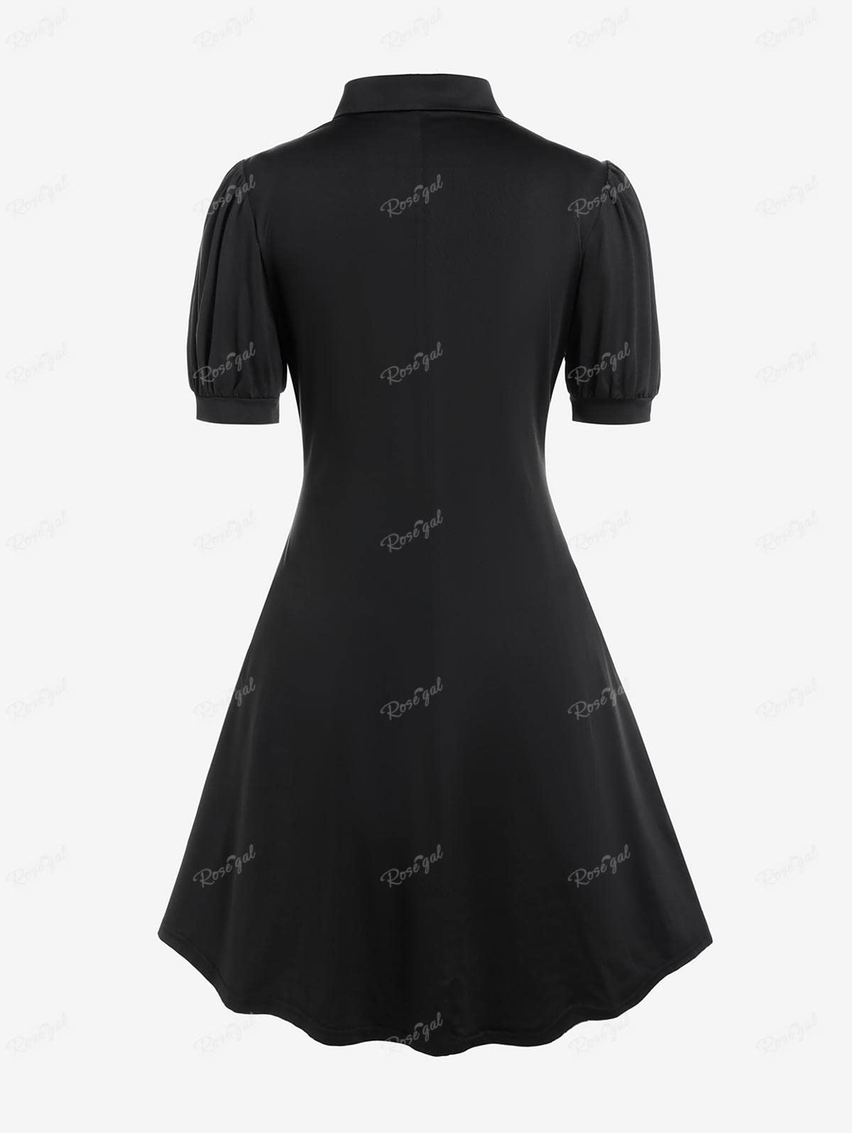 ROSE GAL Plus Size Cutout Lace Up Ruched Shirted Collar A-Line Dress