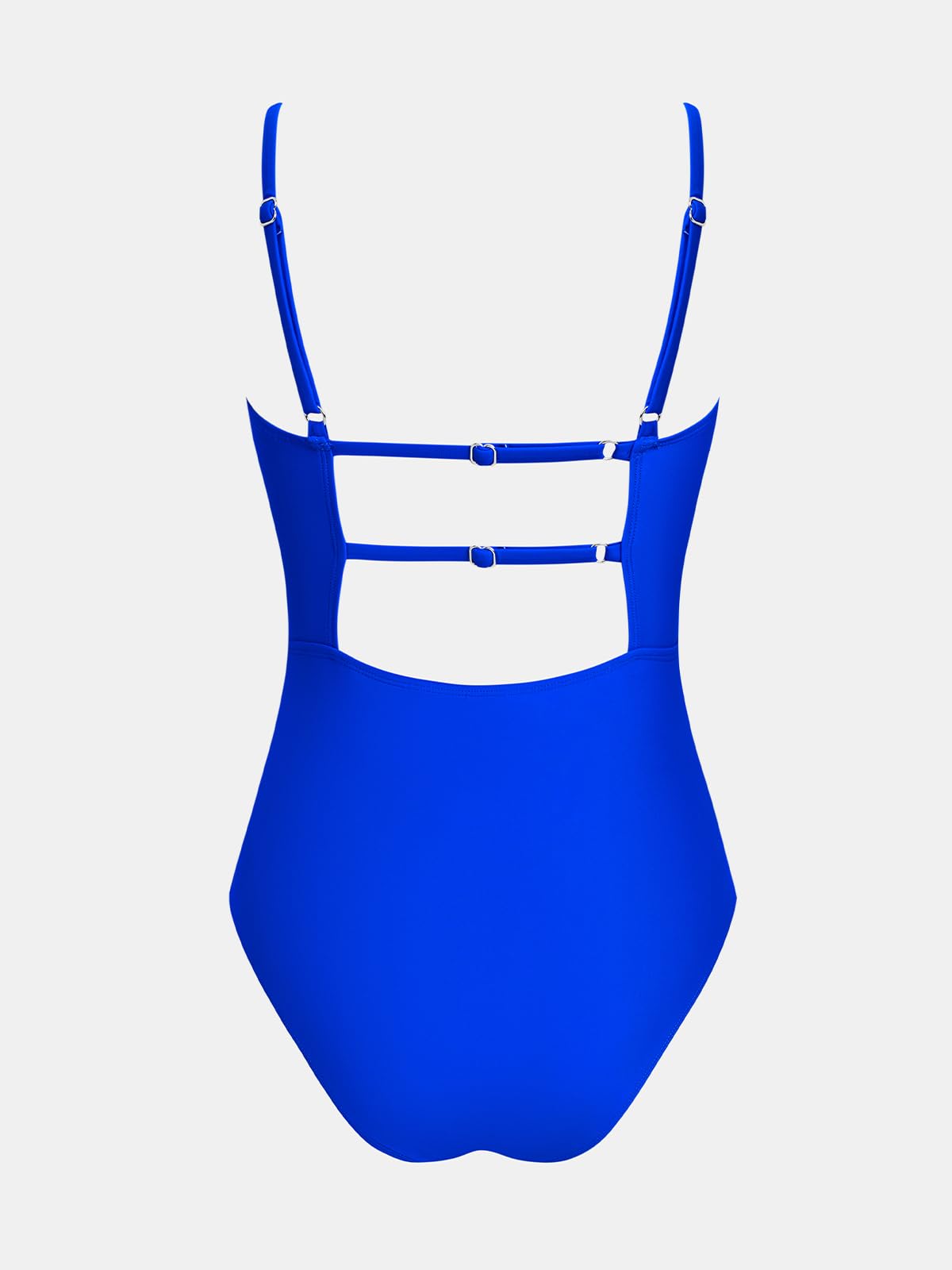 CUPSHE Women Swimsuit One Piece Bathing Suit Square Neck Cutout Back Tummy Control with Adjustable Spaghetti Straps, M Royal Blue