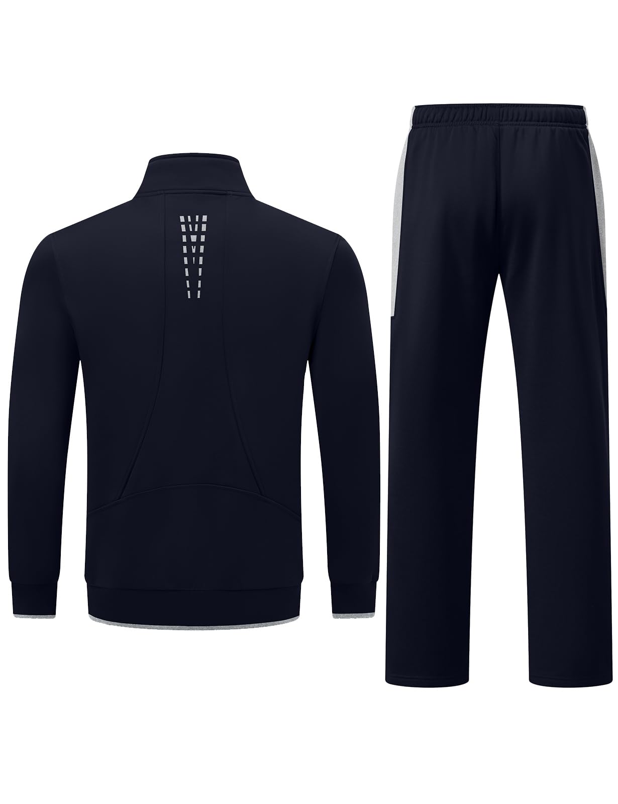 TBMPOY Men's Fleece Lined Tracksuits Sweatsuits 2 Piece Sets Winter Jogging Track Sweat Suits Thermal Casual Outfits Dark Blue/Light Grey L