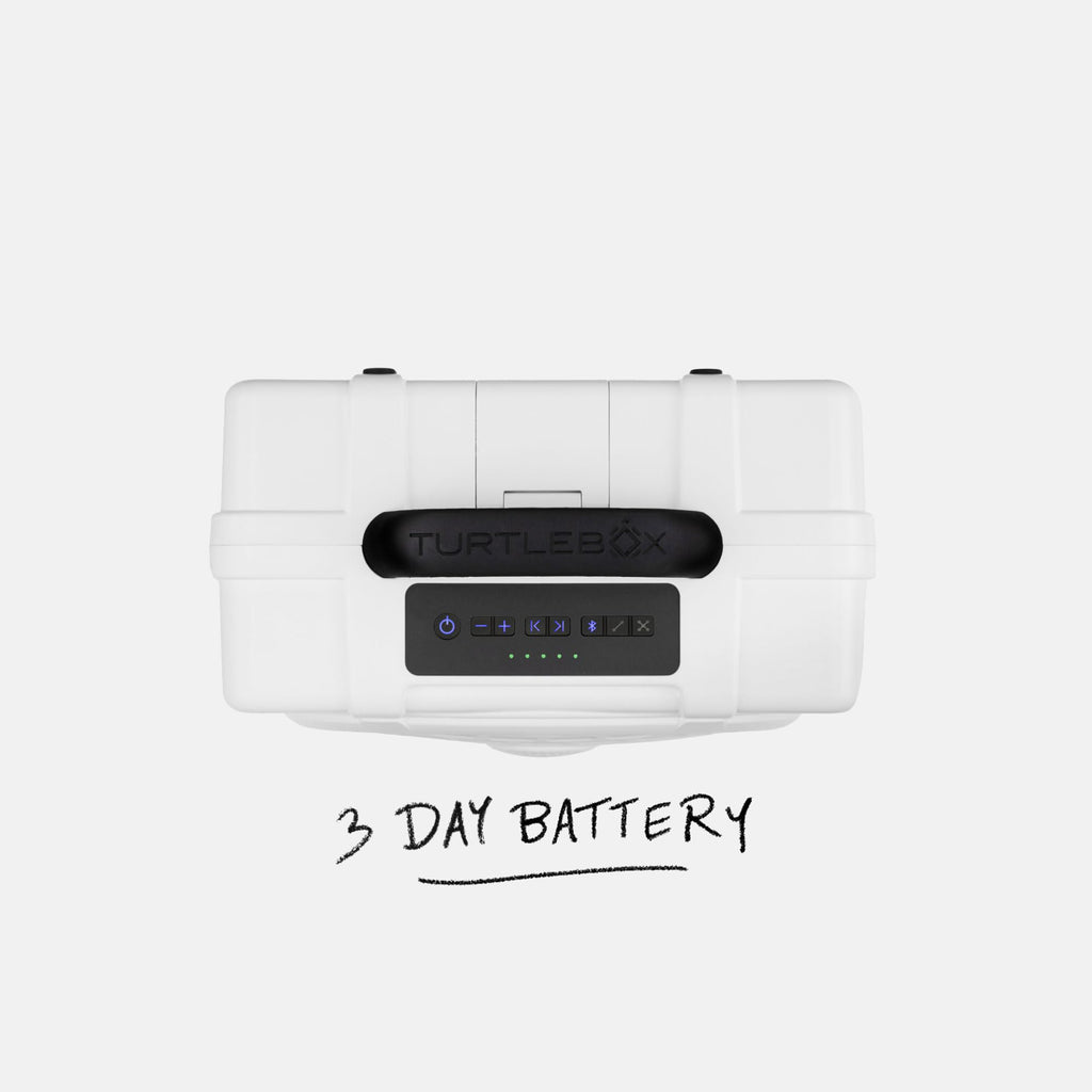 Turtlebox Original Gen 3: Portable Outdoor Bluetooth Speaker – Ultra-Loud (120dB), Waterproof (IP67), Rugged, Impact-Resistant, 3-Day Battery | Party Mode: Unlimited Pairing for Stereo Sound, White