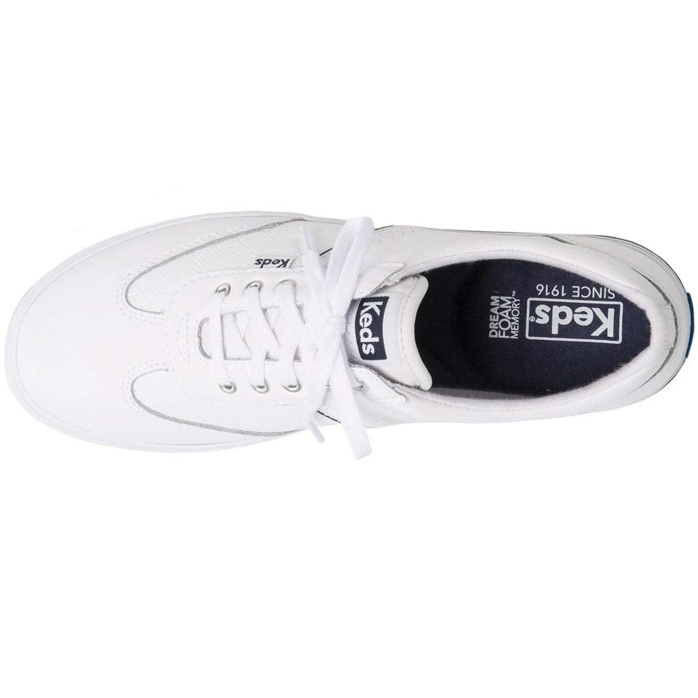 Keds Courty Core Lace Up, Sneaker Womens, White Leather, 9 Medium