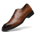 Ahico Men's Lace-Up Leather Shoes Classic Dress Shoes Oxford Shoes Formal Business Breathable and Comfortable, Casual and Work, Brown