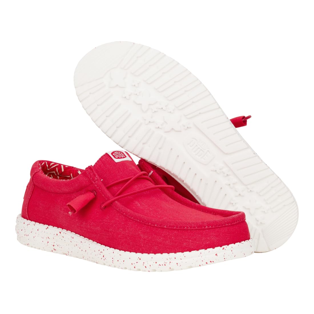HEYDUDE Wally Stretch Canvas Savvy Red Size 11, Men’s Shoes, Men's Slip-on Loafers, Comfortable & Light-Weight