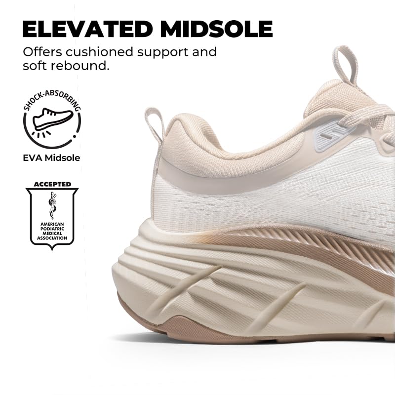 NORTIV 8 Women's Walking Shoes Cushion Comfortable ActiveBreeze Running Tennis Shoes Non-Slip Workout Gym Sports Athletic Breathable Fashion Sneakers,Size 7.5,Beige/Khaki,SNWS248W