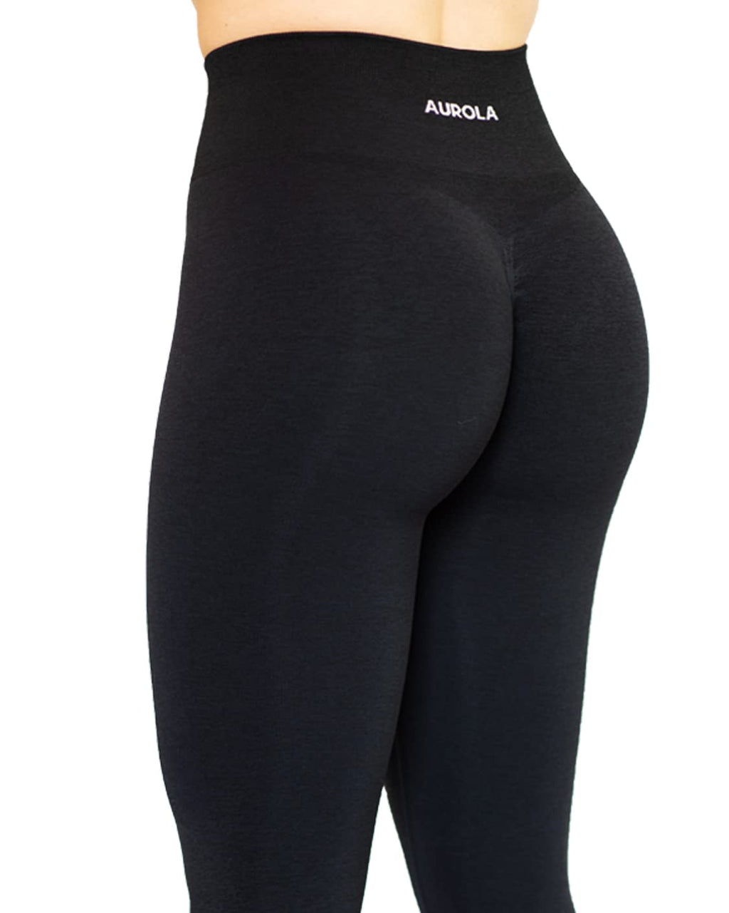 AUROLA Workout Leggings for Women Seamless Scrunch Tights Tummy Control Gym Fitness Girl Sport Active Yoga Pants-25'' (M, Black)