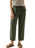 Acelitt Women Casual Linen Pants Fall Fashion 2026 Lightweight Drawstring Elastic Waist Beach Capri Pants Trousers with Pockets Dark Green Medium