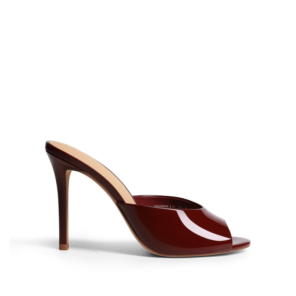 DREAM PAIRS Mule Heels for Women High Heels Stiletto Open Round Peep Toe Mules Sandals Slip on Dress Shoes Sexy Heeled for Party Dressy Prom Wedding,Size 8.5,Burgundy,SDHS25003W