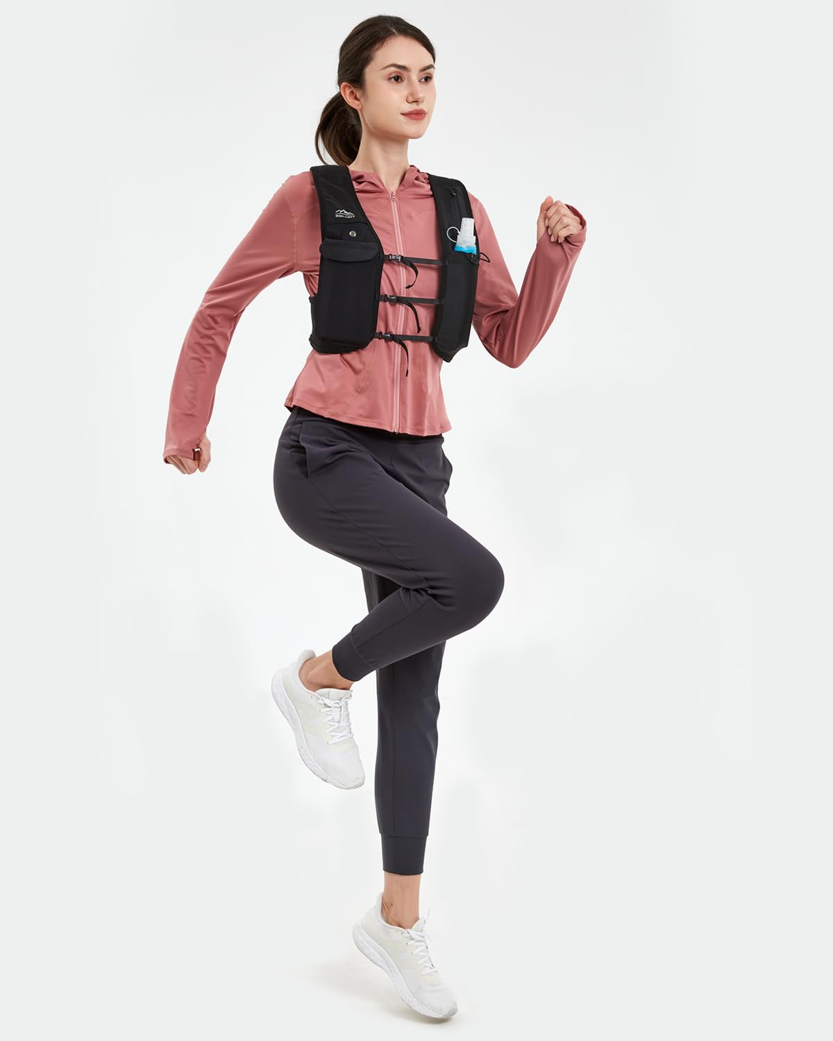 Zelvot Running Vest for Women Men, USA Original Patent, Adjustable Chest Straps Running Hydration Vest with 500ml Soft Flask, Lightweight Breathable Reflective Running Vest for Marathon Hiking - XS/S