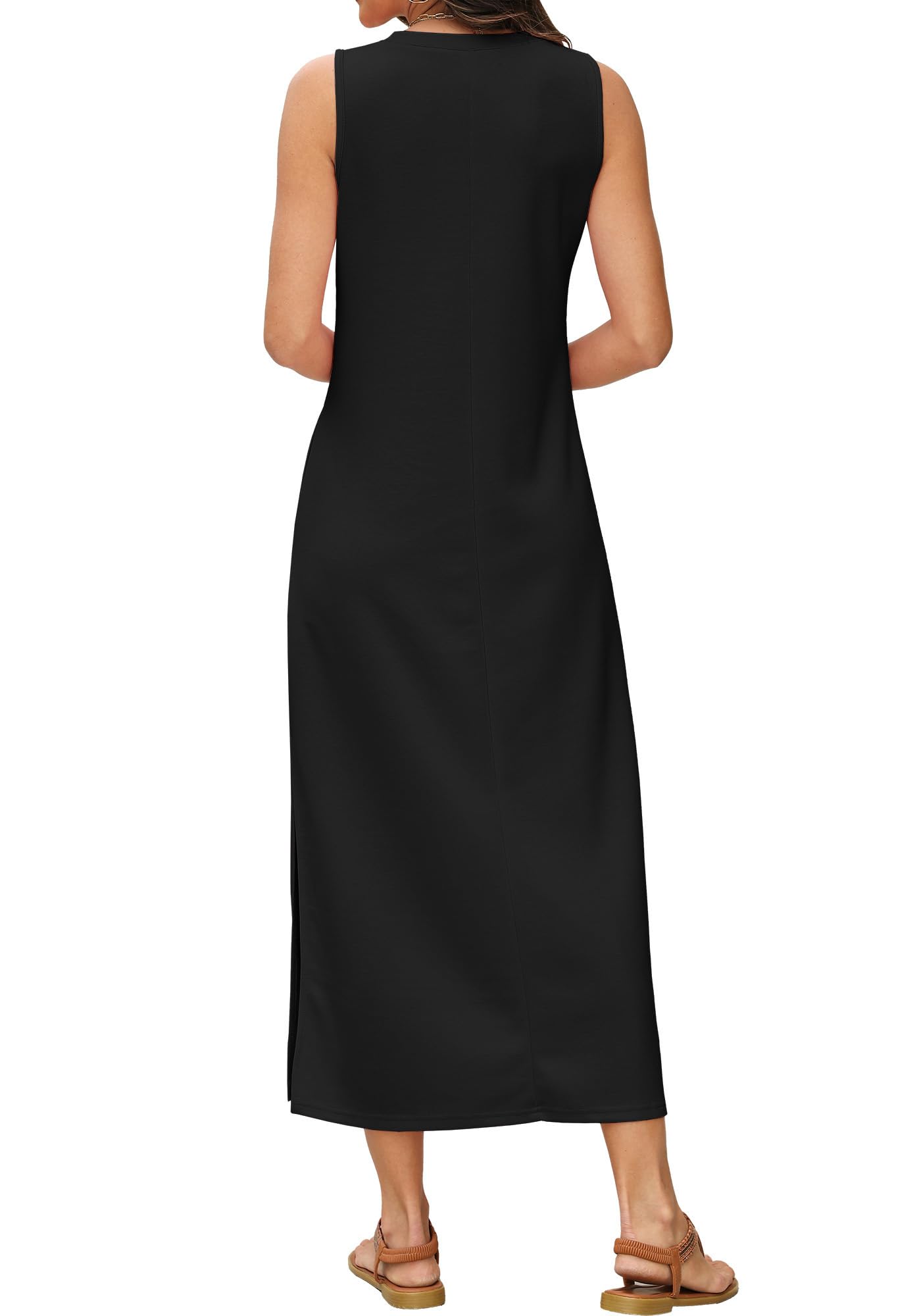 RUMIA Dresses for Women 2026 Casual Summer Maxi Flowy Formal Dress Wedding Guest with Pockets Black M