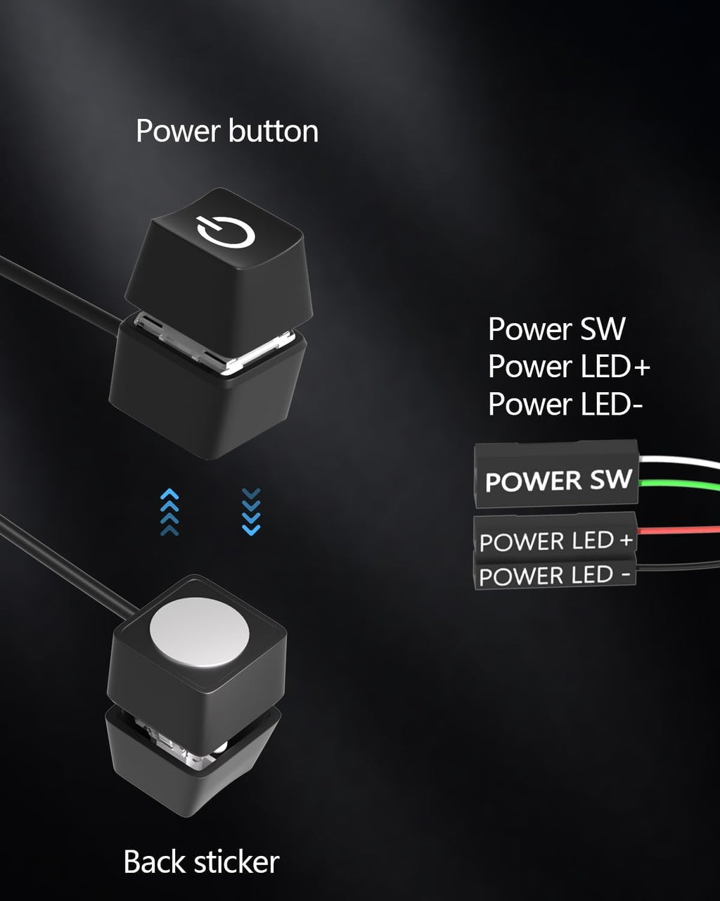 Oddtone PC Power Button, Desktop External Led Power Switch On/Off, 65 inch External PC Start Button Computer Case for Computer Motherboard
