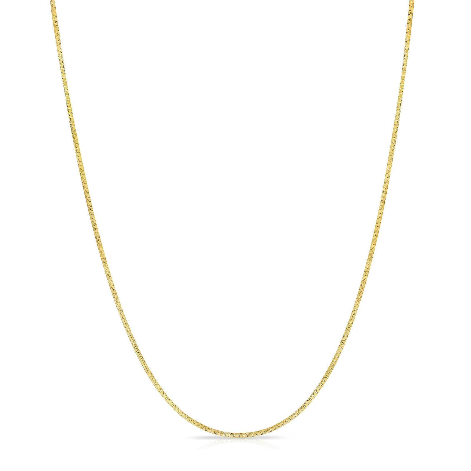 GOLDPAR 14k Yellow Gold Solid Box Chain 1.05MM Necklace for Women Jewelry with Lobster Clasp - 24"