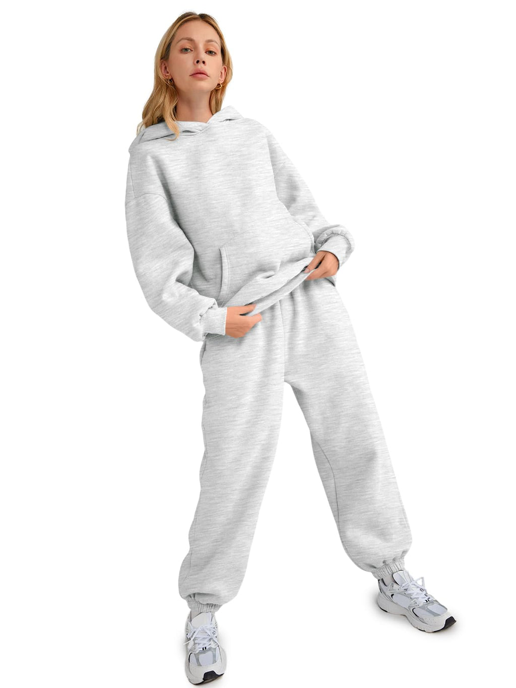 AUTOMET Women 2 Piece Outfits 2025 Plus Size Fall Fashion Airport Travel Pants Lounge Set Leisure Vacation Winter Clothes Sweatsuits Grey S