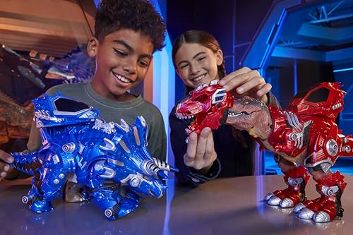 Armorsaurs Armor-Up T-Rex Dinosaur Ajax Toy Figure with 7 Removable Armor Pieces, Tail-Triggered Chomp, Pilot Pod Compatible, 8.7" Hx17.9 L, Kids, Boys, Girls, Ages 6+